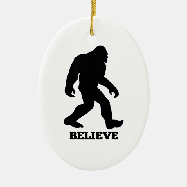 Bigfoot BELIEVE Sasquatch Julgransprydnad Keramik (Framsidan)