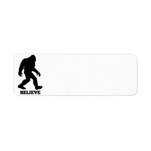 Bigfoot BELIEVE Sasquatch Returadress Etikett