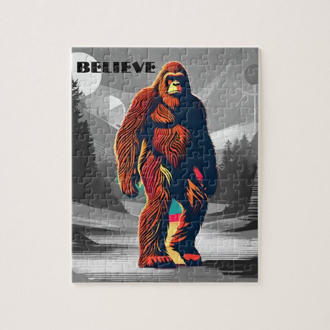 Bigfoot Believer Colorful Sasquatch Motivation Pussel (Vertikal)