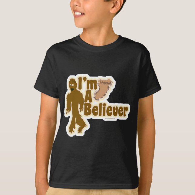 Bigfoot Believer Funny Sasquatch Logotyp Tee Shirt (Framsida)