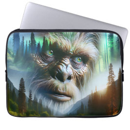 Bigfoot, berg, flod och skog laptop fodral