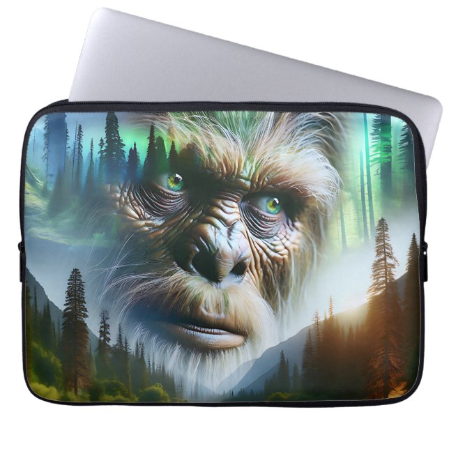 Bigfoot, berg, flod och skog laptop fodral (Framsidan)