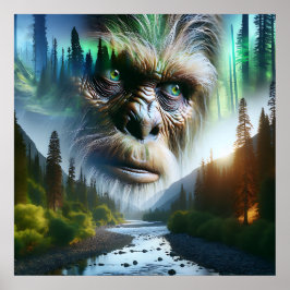 Bigfoot, berg, flod och skog poster