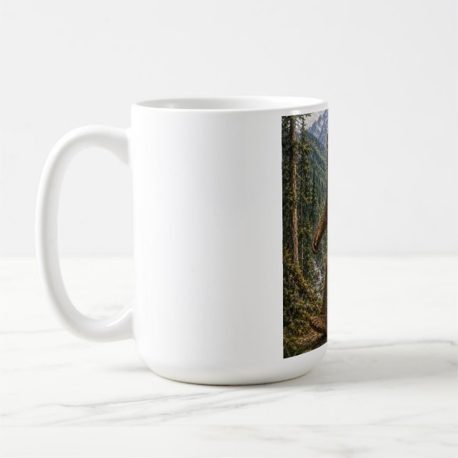 Bigfoot Berg Skog Promenad Design Kaffemugg (Vänster)