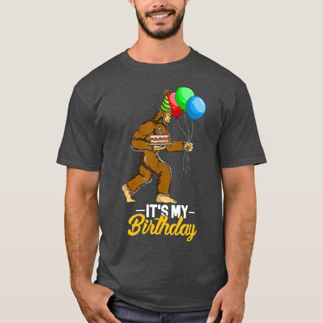 Bigfoot Birthday Cake Balloons Sasquatch Yeti T Shirt (Framsida)