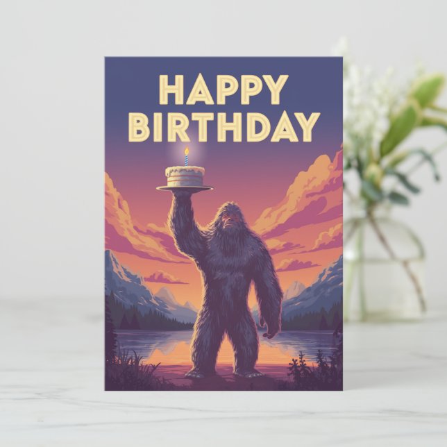 BigFoot Birthday Cryptozoology Art Konstig Funny Inbjudningar (Stående Fram)