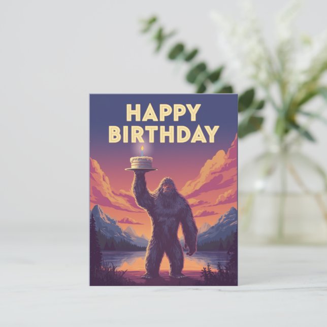 BigFoot Birthday Cryptozoology Art Konstig Funny Julkort (Stående Fram)