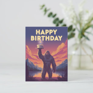 BigFoot Birthday Cryptozoology Art Konstig Funny Julkort