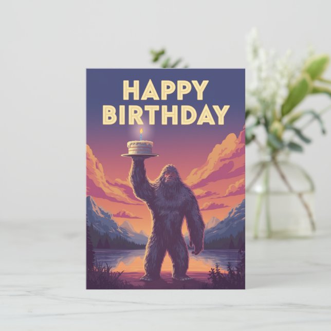 BigFoot Birthday Cryptozoology Art Konstig Funny Kort (Stående Fram)