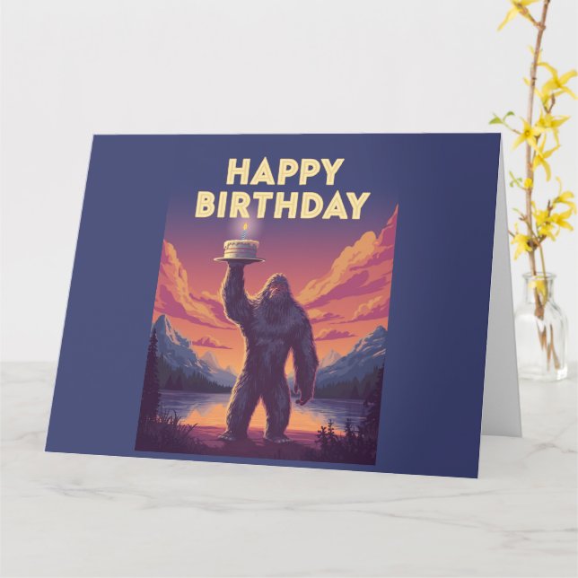 BigFoot Birthday Cryptozoology Art Konstig Funny Kort (Gul blomma)