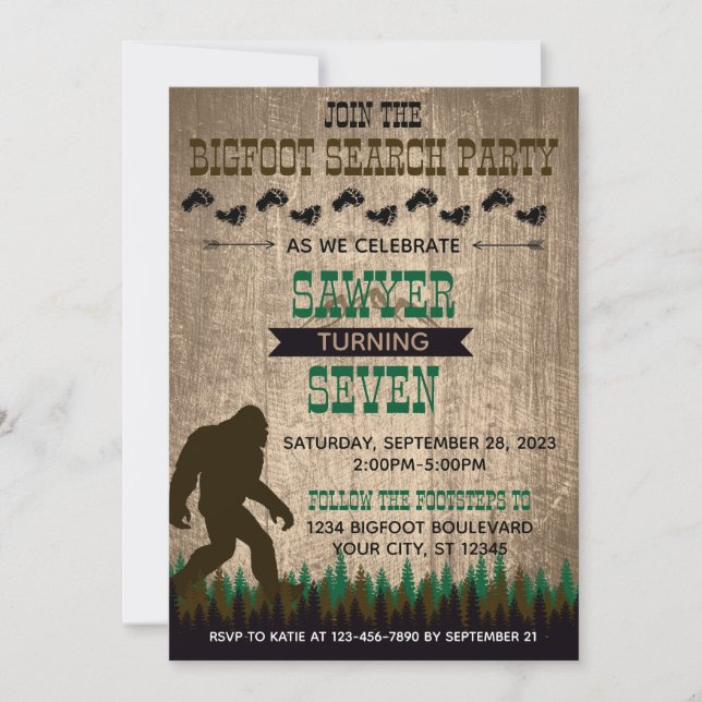 Bigfoot Birthday-inbjudan Inbjudningar (Framsida)