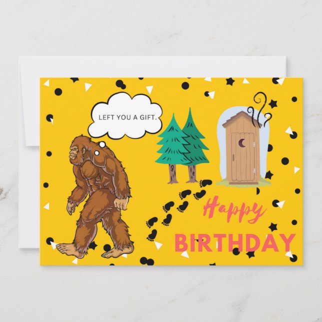Bigfoot Birthday-kort för flaggor Kort (Framsida)
