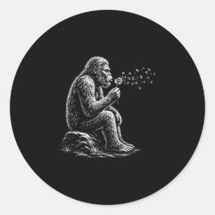Bigfoot blåser önskningar maskros vintage sasquatc runt klistermärke
