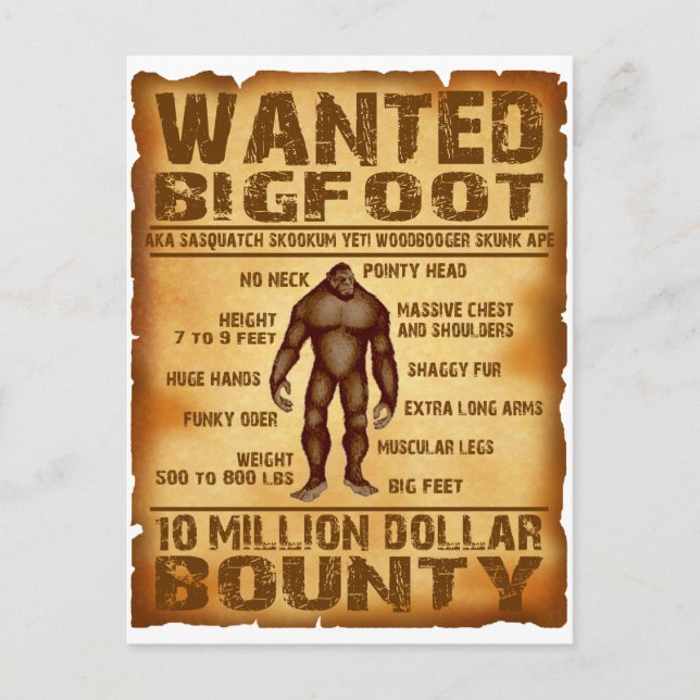 Bigfoot Bounty 10 miljoner dollar Poster Vykort (Framsida)