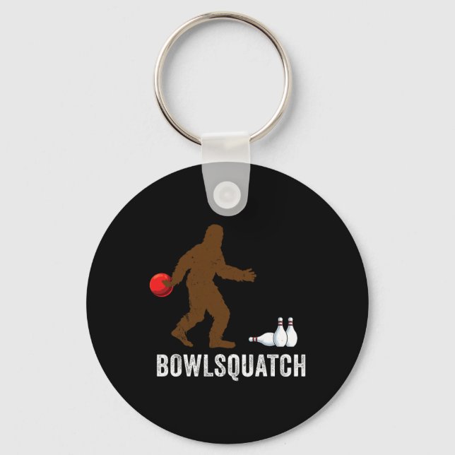Bigfoot Bowling Gift Sasquatch Gifts Bowler Byll P Nyckelring (Framsida)