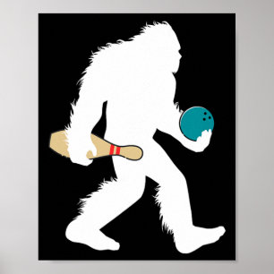 Bigfoot Bowlning Rolig Sport Bana Sasquatch Bowler Poster