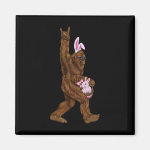 Bigfoot Bunny i en bysket är Roligt för Söndag Magnet