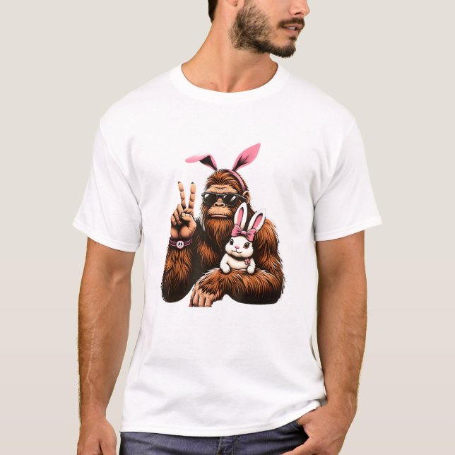 Bigfoot Bunny Roligt Påskdag Sasquatch T-Shirt (Framsida)