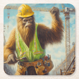 Bigfoot byggarbetaren underlägg papper kvadrat