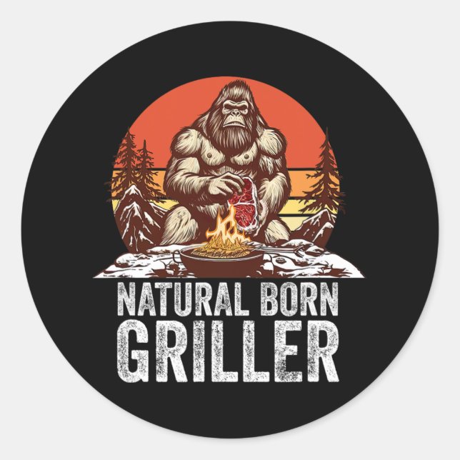 Bigfoot Byrbeque Runt Klistermärke (Framsida)