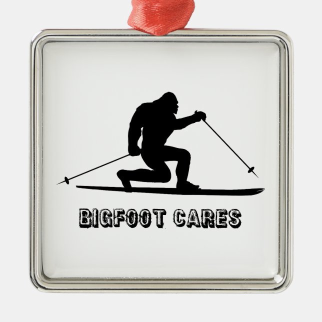 Bigfoot Cares Telemark Skiing Julgransprydnad Metall (Framsidan)