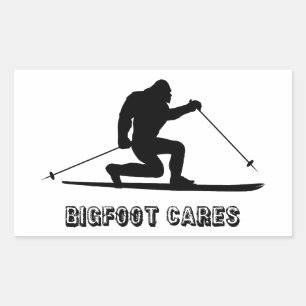 Bigfoot Cares Telemark Skiing Rektangulärt Klistermärke