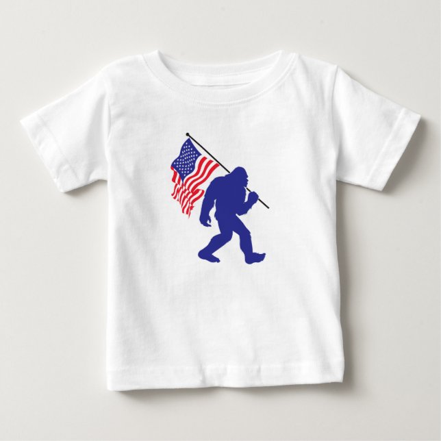 Bigfoot Carrier en amerikansk Flagga T Shirt (Framsida)