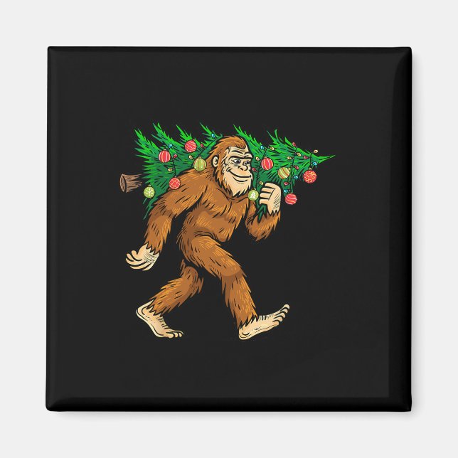Bigfoot Carrier Julgran Sasquatch Believer Magnet (Framsidan)