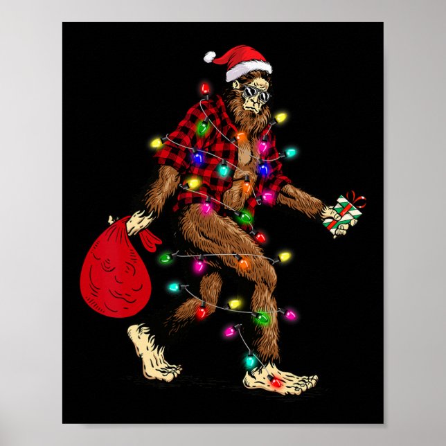 Bigfoot Carries Julgran Sasquatch Pajama Poster (Framsidan)