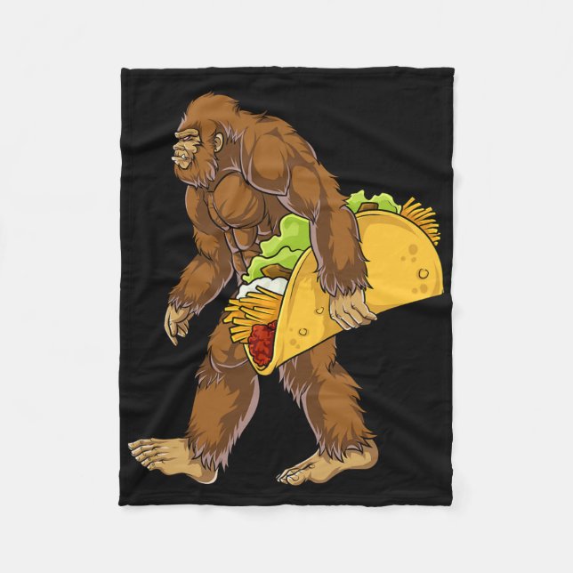 Bigfoot Carries Taco Funny Cinco De Mayo Boys Mana Fleecefilt (Framsidan)