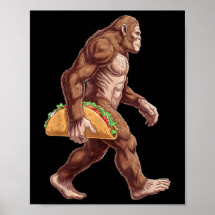 Bigfoot Carries Taco Funny Cinco De Mayo Boys Mana Poster