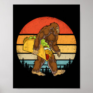 Bigfoot Carries Taco Funny Cinco De Mayo Boys Mana Poster