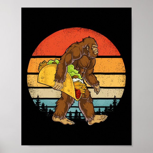 Bigfoot Carries Taco Funny Cinco De Mayo Boys Mana Poster (Framsidan)