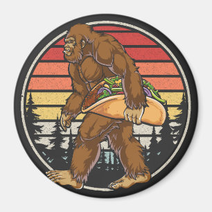 Bigfoot Carshing Taco Circle Magnet