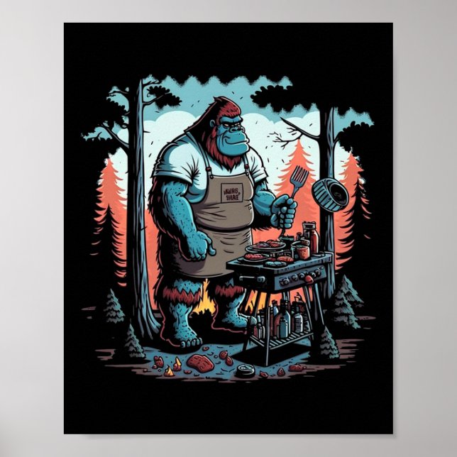 Bigfoot Chef Grill Bbq Master Byrbecue Poster (Framsidan)