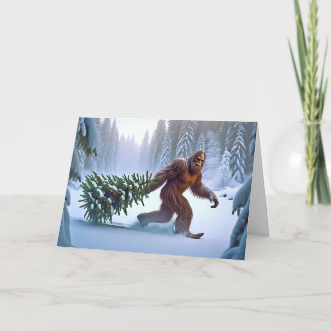 BIGFOOT CHRISTMAS - DEKORAD TRÄD HELGKORT (Framsida)