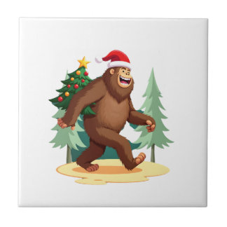 Bigfoot Christmas Tree Santa Hat (5) Kakelplatta