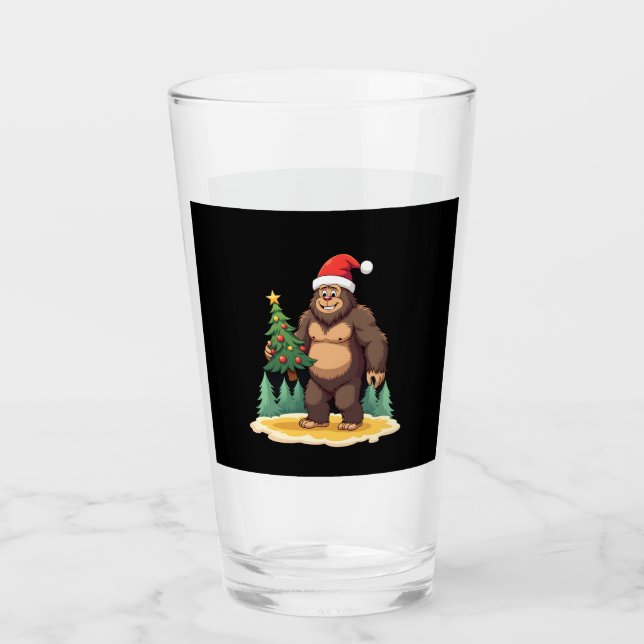 Bigfoot Christmas Tree Santa Hat Glaskopp (Framsida)