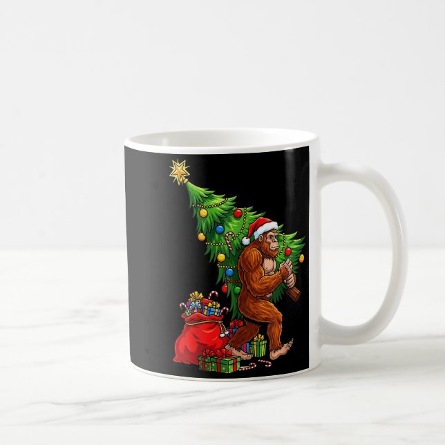 Bigfoot Christmas Tree Xmas Lights Funny Sasquatch Kaffemugg (Höger)