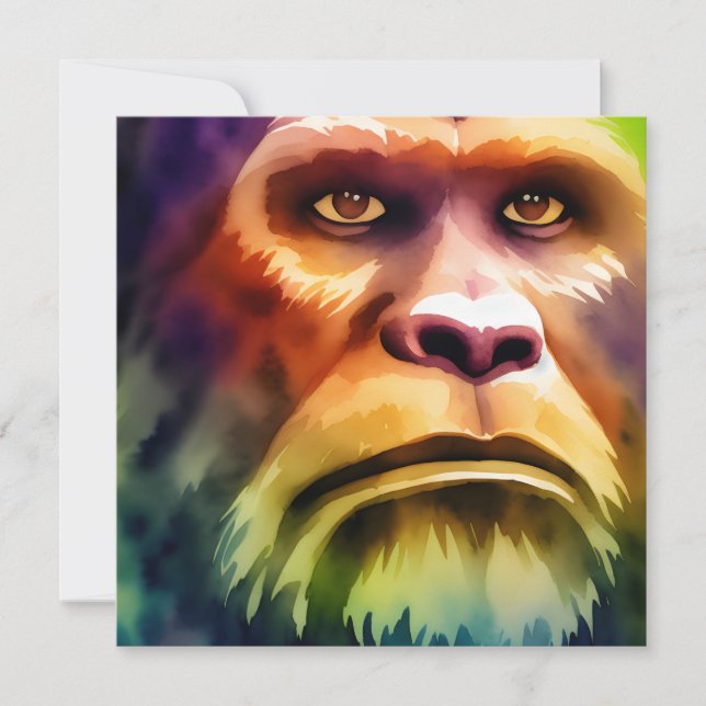Bigfoot Cryptid Colorful Watercolor Art Inbjudningar (Framsida)
