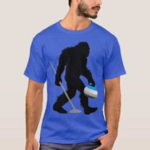 Bigfoot Curling Cryptid Sweeper Sasquatch Curler T Shirt