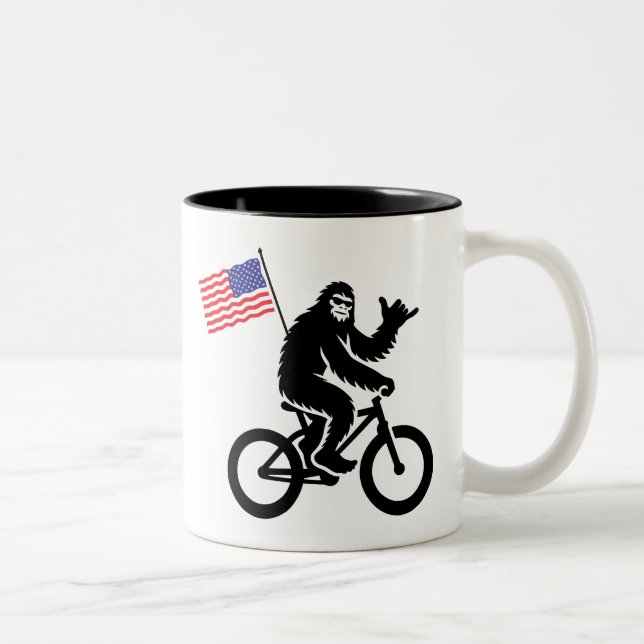 Bigfoot Cycling American Flagga Två-Tonad Mugg (Höger)