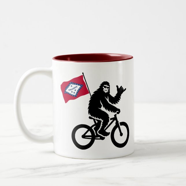 Bigfoot Cycling Arkansas Flagga Två-Tonad Mugg (Vänster)