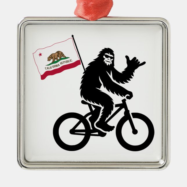 Bigfoot Cycling California Flagga Julgransprydnad Metall (Framsidan)