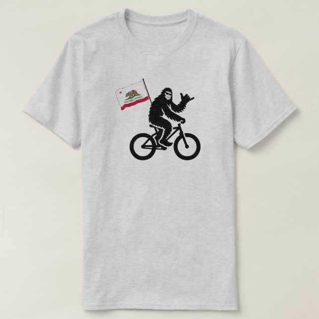 Bigfoot Cycling California Flagga T Shirt (Design framsida)