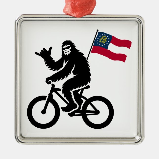 Bigfoot Cycling Georgia Flagga Julgransprydnad Metall (Framsidan)