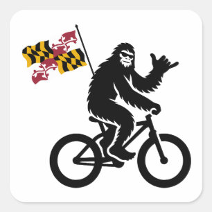Bigfoot Cycling Maryland Flagga Fyrkantigt Klistermärke