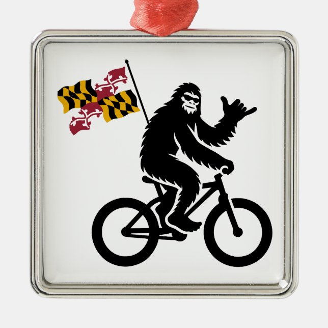 Bigfoot Cycling Maryland Flagga Julgransprydnad Metall (Framsidan)