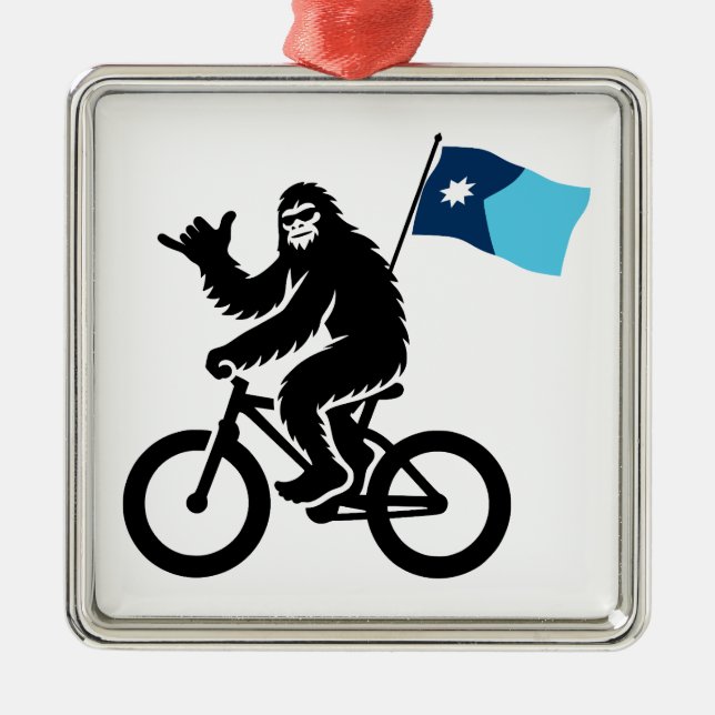 Bigfoot Cycling Minnesota Flagga Julgransprydnad Metall (Framsidan)