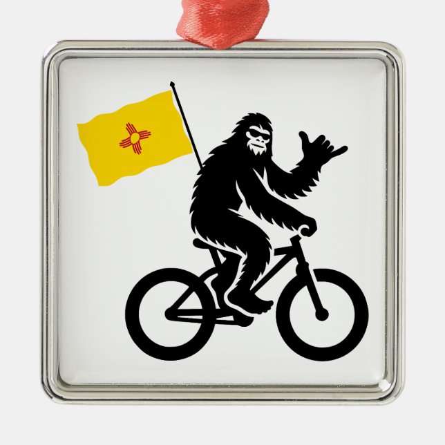 Bigfoot Cycling New Mexico Flag Julgransprydnad Metall (Framsidan)